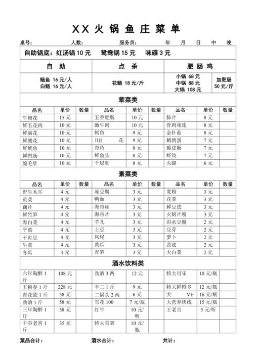 自助火锅菜单_自助火锅菜单大全