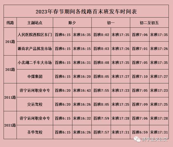 2023年春节假期南阳公交集团线路运营时间表