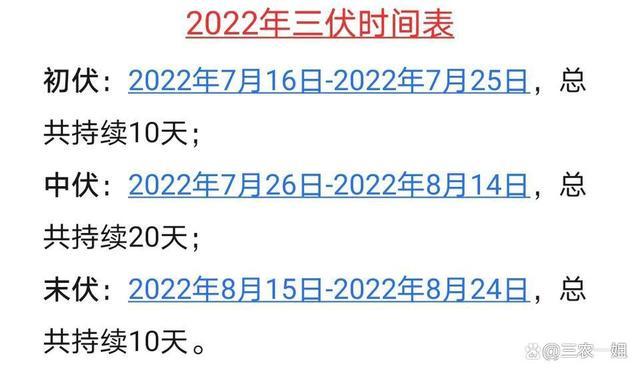 今日夏至2023年哪天入伏三伏共多少天时间表来了