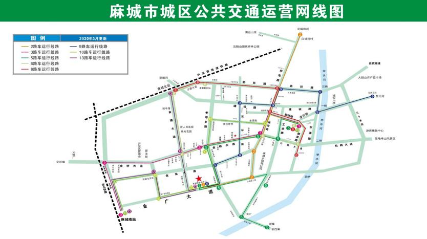 麻城市城区公交线路运营图请收藏