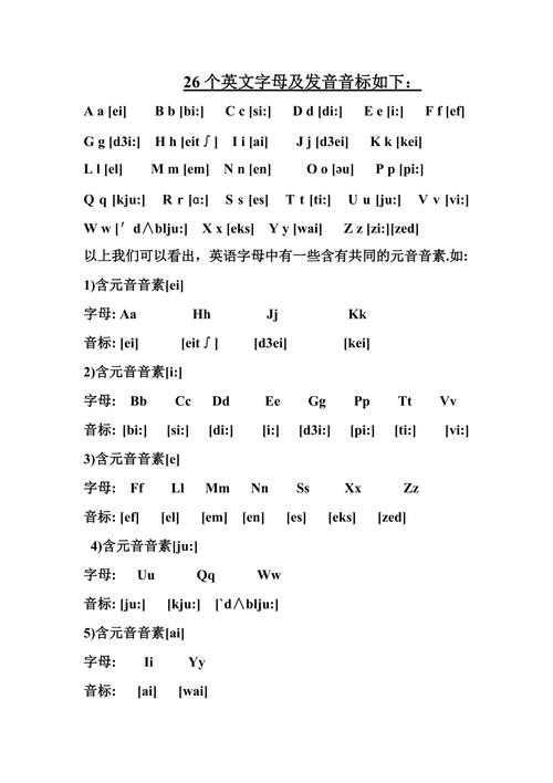 英语26个字母发音_英语26个字母发音音标表