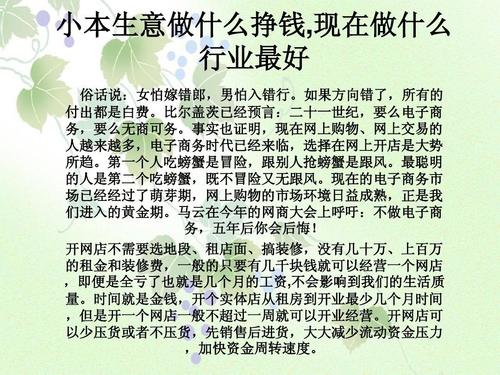 做什么小本生意赚钱_女生一个人做什么小本生意赚钱