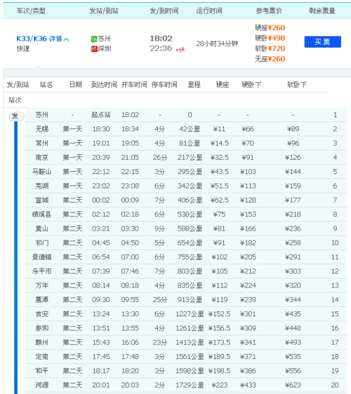 k165_k165次列车经过的站点时刻表