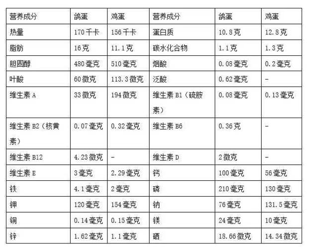 鸽子蛋的营养成分_鸽子蛋的营养含量